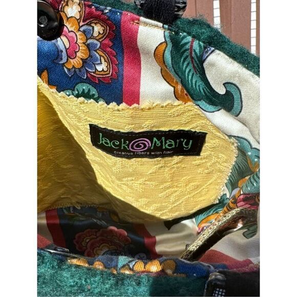 Green wool purse lucite handle Jack Mary - Picture 12 of 14